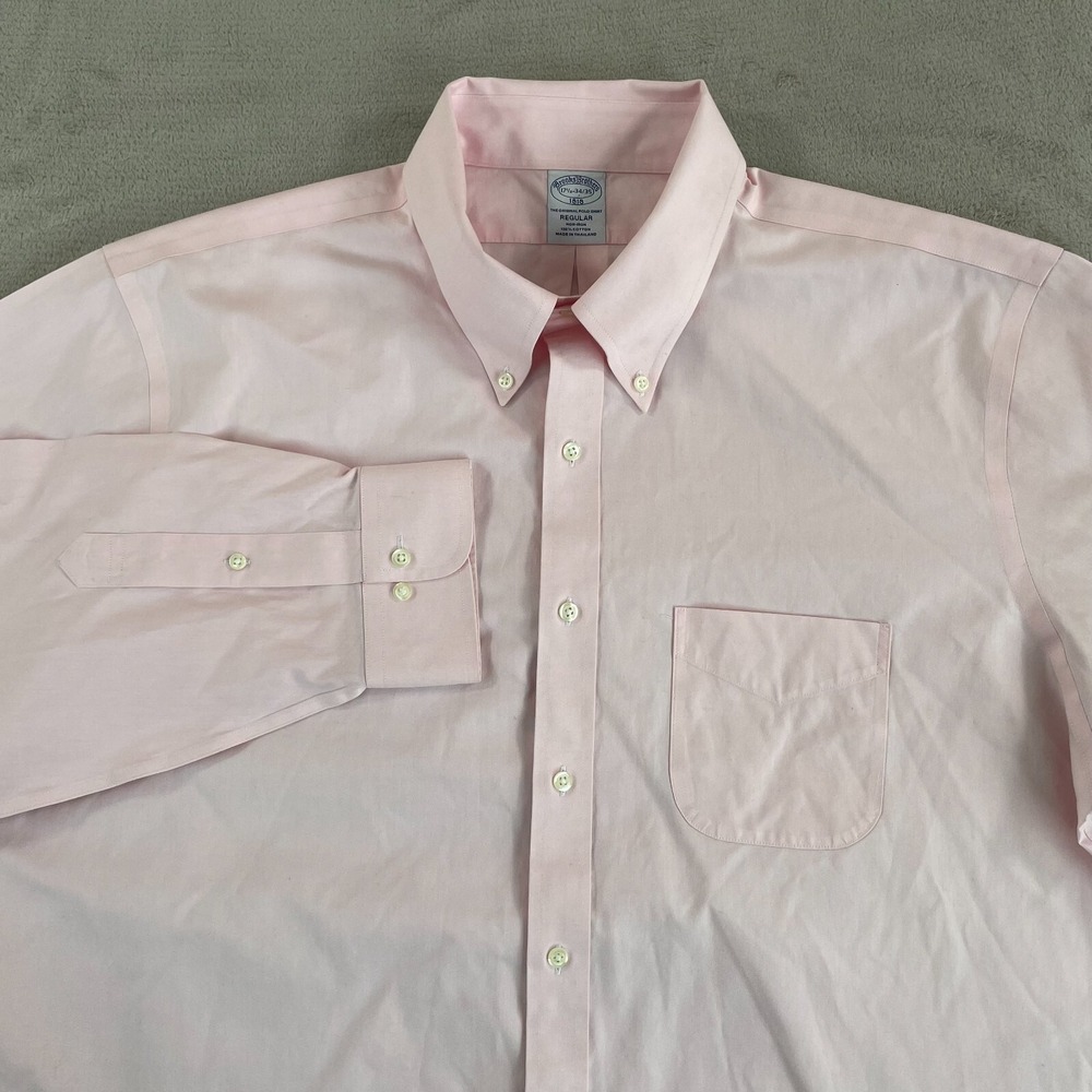 Brooks Brothers Regular‎ Fit Dress Shirt Men 17.5 34/35 Pink Non Iron LS NWOT